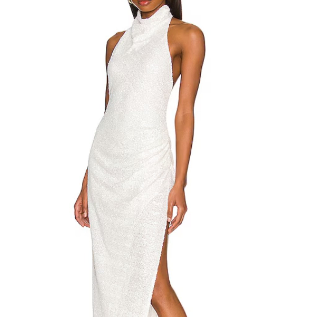 Amanda Uprichard X Revolve White Maxi Dress With High Neck